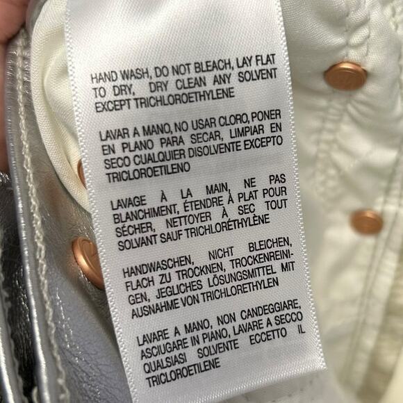 NWT Mother Silver Dagger High Waisted Rail Skimp Faux Leather Pants Womens 25 - Picture 12 of 13